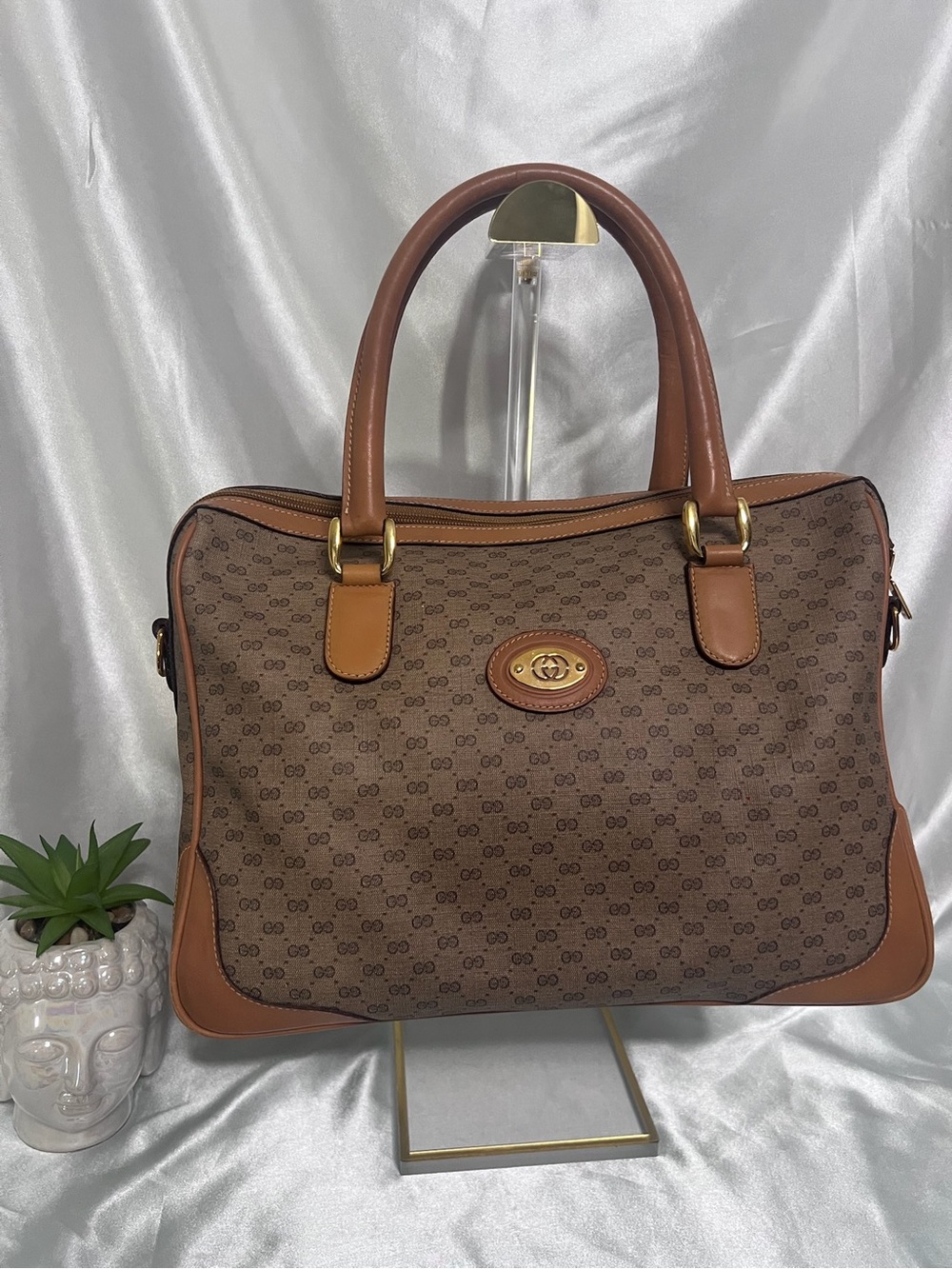 Preloved Gucci Brown Monogram Top Handlebag Vintage